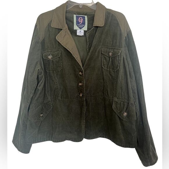 Caribbean Joe Olive Green Y2K Slouchy Corduroy Button Shacket XL - Picture 1 of 12